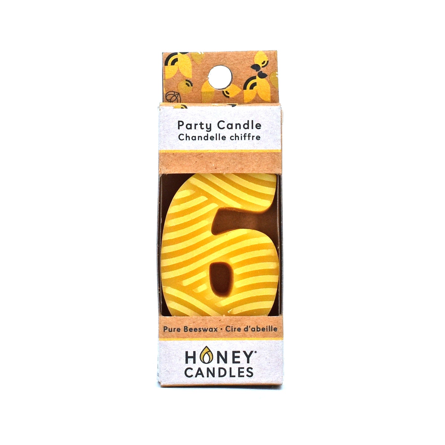 Number 6 Natural Beeswax Party Candle