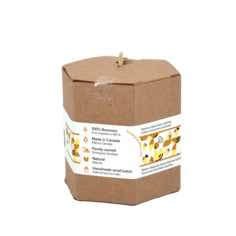 Packaged 3 Inch Natural Beeswax Pillar Candle