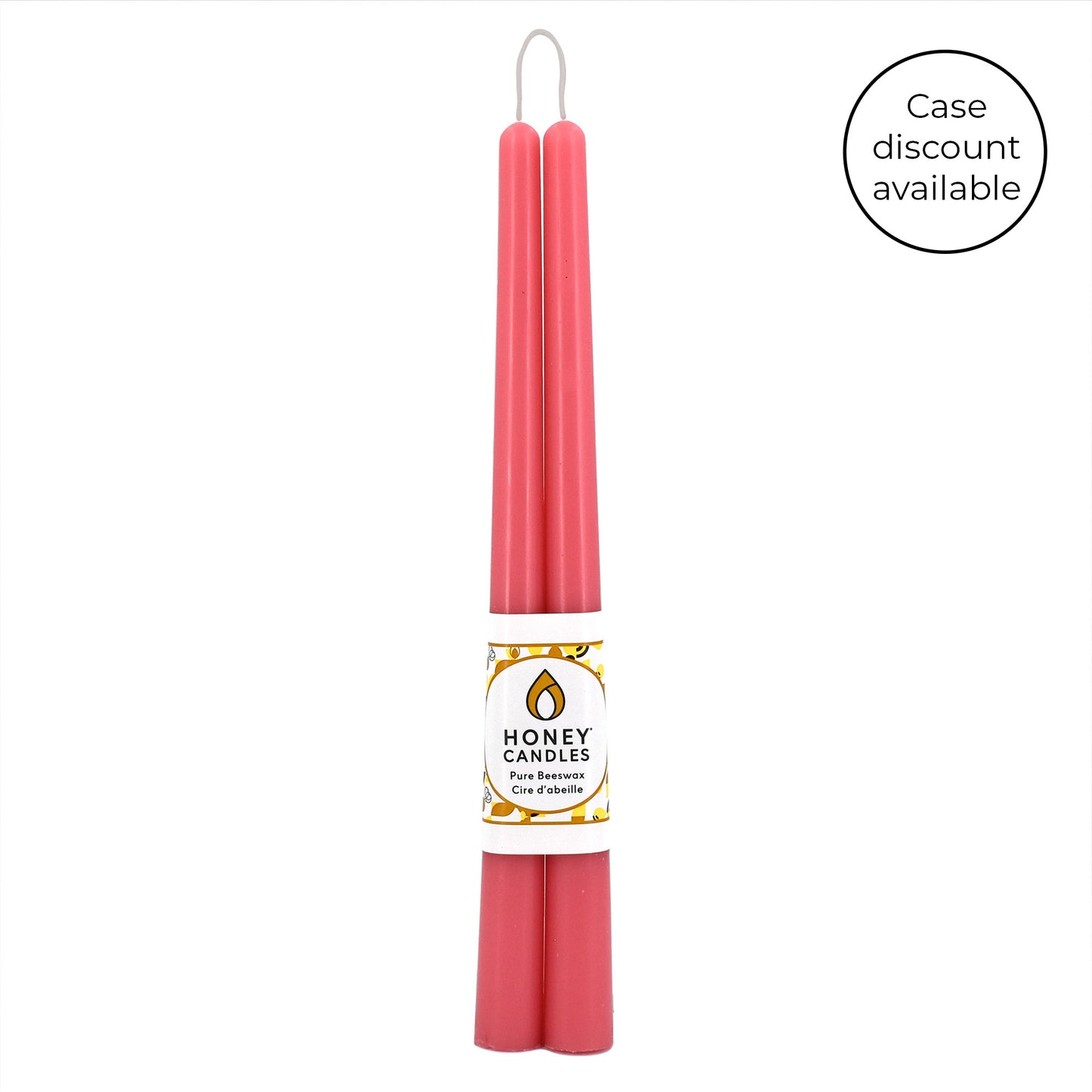 Pair of 12 Inch Paris Pink Beeswax Taper Candles