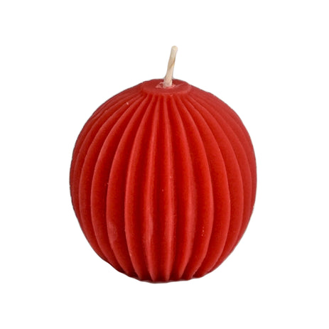 Red Beeswax Fluted Sphere Candle