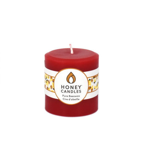 Round Red Beeswax Pillar Candle