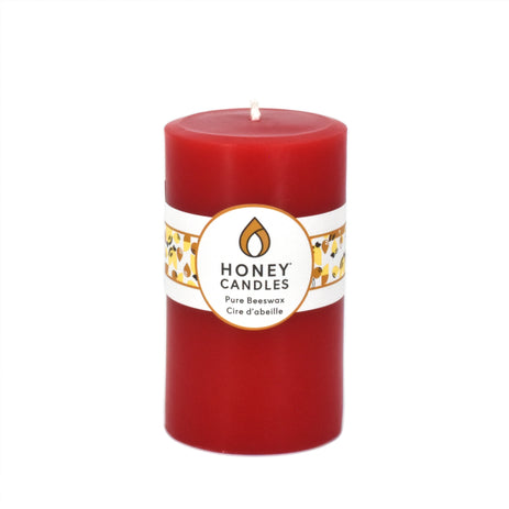 Round Red Beeswax Pillar Candle