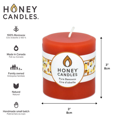 Round Tangerine Beeswax Pillar Candle