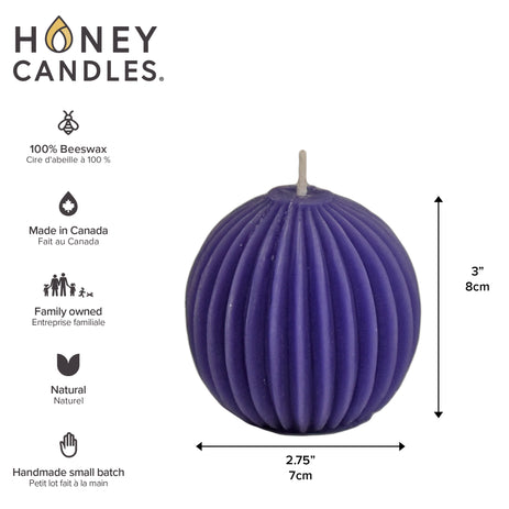 Violet Beeswax Fluted Sphere Candle