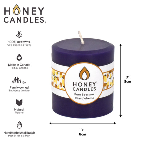 Round Violet Beeswax Pillar Candle