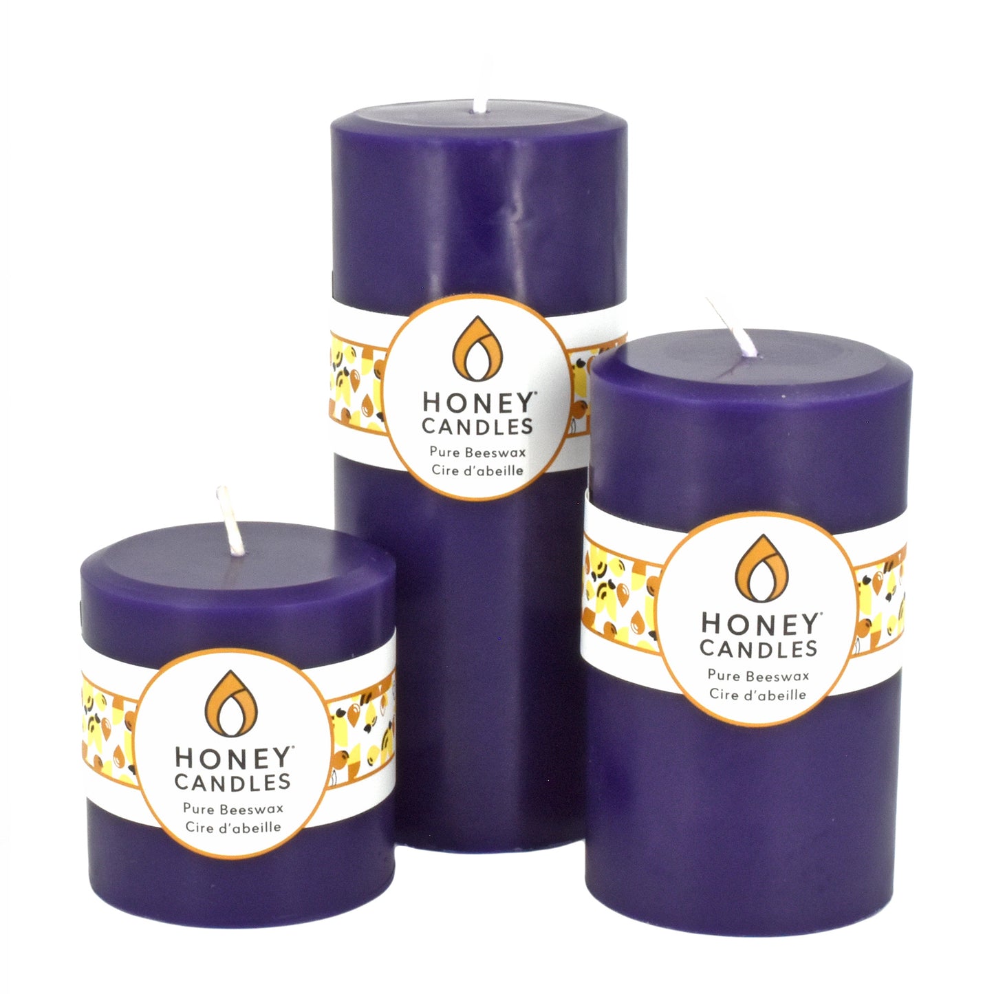 Round Violet Beeswax Pillar Candle