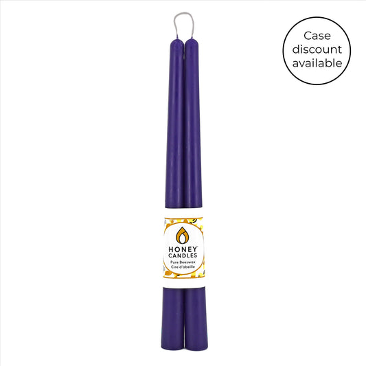 Pair of 12 Inch Violet Beeswax Taper Candles