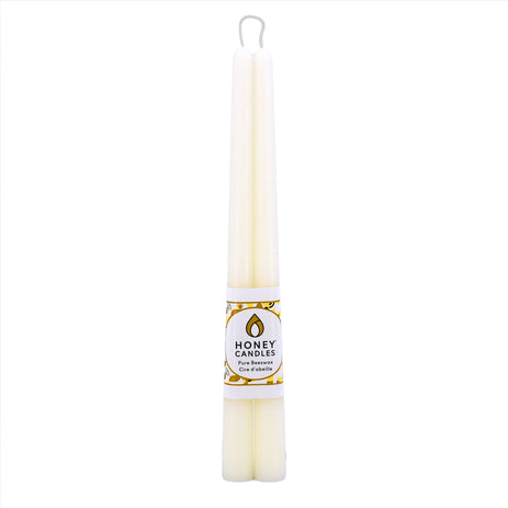 Pair of 12 Inch Pearl Beeswax Taper Candles