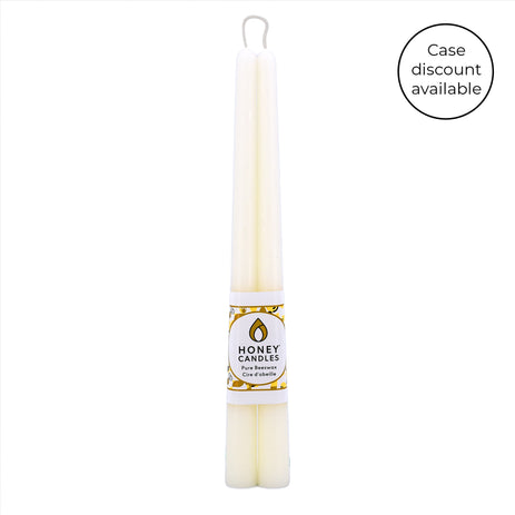 Pair of 12 Inch Pearl Beeswax Taper Candles