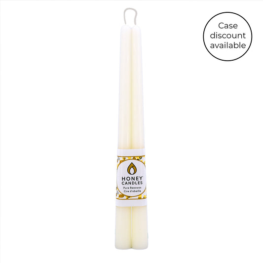 Pair of 12 Inch Pearl Beeswax Taper Candles