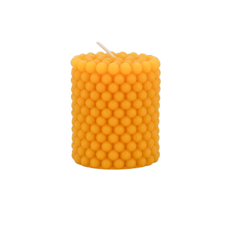 Natural Beeswax Beaded Pillar Candle