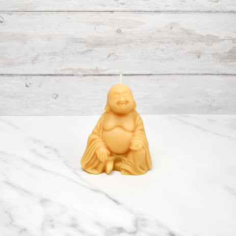 Natural Beeswax Laughing Buddha Candle