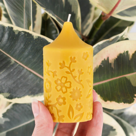 Natural Beeswax Flower Pillar