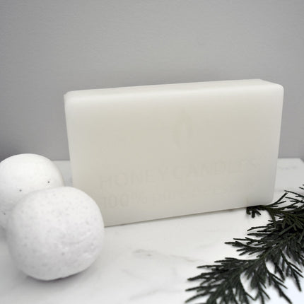 White pure beeswax block made from 100% pure North American beeswax