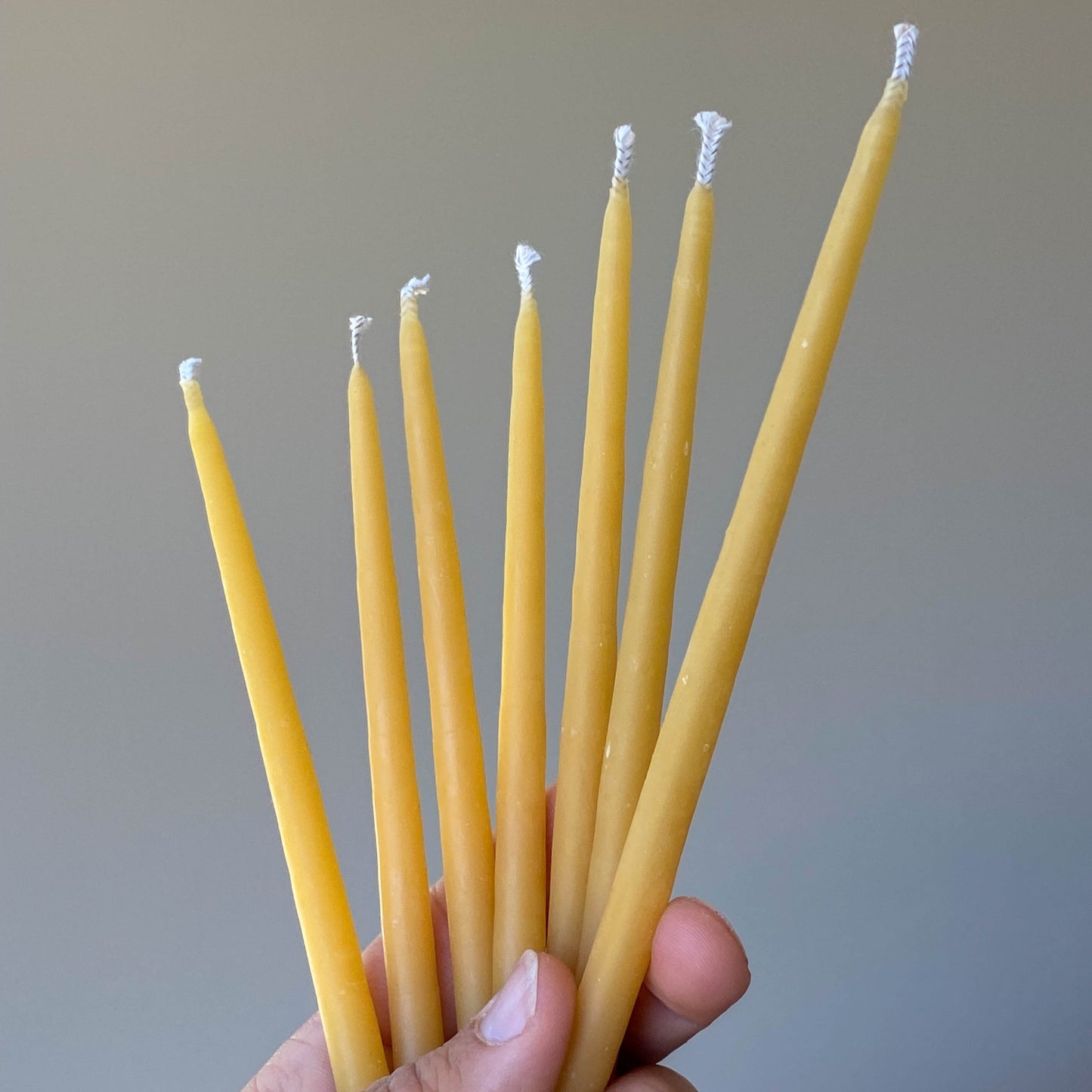 7 Pack of 6 Inch Natural Beeswax Thin Tapers