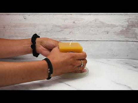 Square Natural Beeswax Pillar Candle