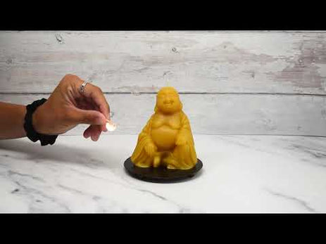 Natural Beeswax Laughing Buddha Candle