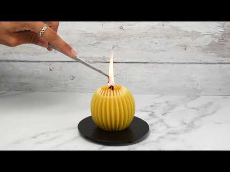 Natural Beeswax Fluted Sphere Candle