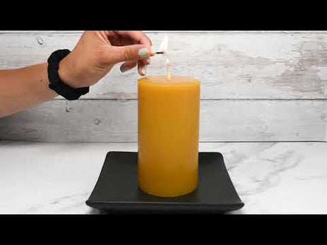 Small Round Natural Beeswax Pillar Candle